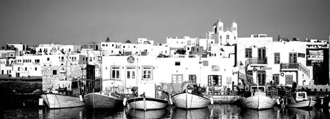 Framed Boats at the waterfront, Paros, Greece Print