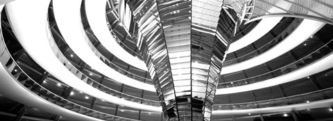 Framed Interiors of a government building, The Reichstag, Berlin, Germany BW Print