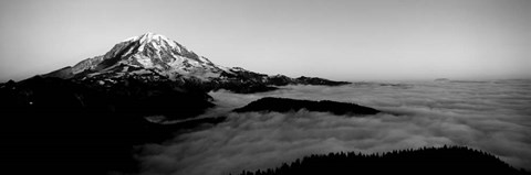 Framed Sea of clouds with mountains in the background, Mt Rainier, Washington State Print