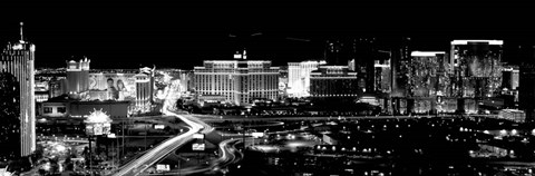 Framed City lit up at night, Las Vegas, Nevada Print