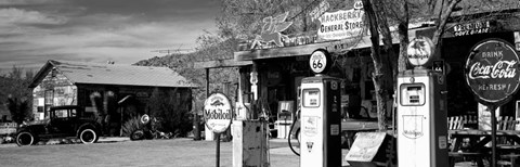 Framed Store with a gas station on the roadside, Route 66, Hackenberry, Arizona Print