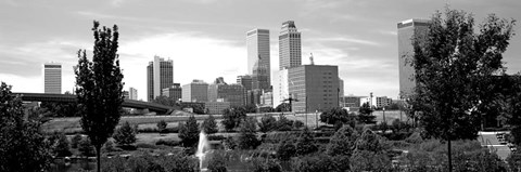 Framed Downtown skyline from Centennial Park, Tulsa, Oklahoma Print