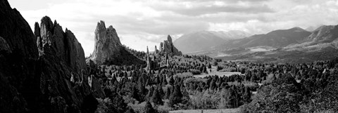 Framed Garden of The Gods, Colorado Springs, Colorado (black &amp; white) Print