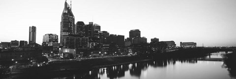 Framed Skylines at dusk along Cumberland River, Nashville, Tennessee Print