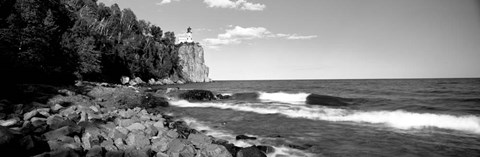 Framed Lighthouse on a cliff, Split Rock Lighthouse, Lake Superior, Minnesota Print