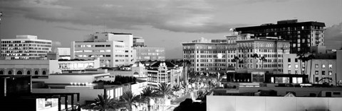 Framed High angle view of buildings in a city, Rodeo Drive, Beverly Hills, California Print
