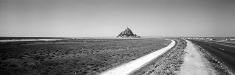 Framed Road passing through a landscape, Mont Saint-Michel, Normandy, France Print