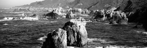 Framed Rock formations on the beach, Big Sur, Garrapata State Beach, California Print