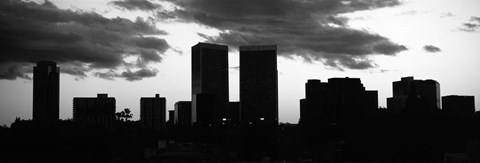 Framed Silhouette of skyscrapers in a city, Century City, City Of Los Angeles, California Print