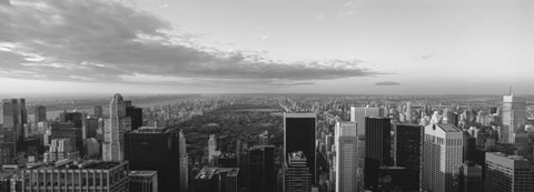 Framed Cityscape at sunset, Central Park, East Side of Manhattan, NY Print