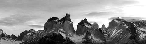 Framed Snowcapped mountain range, Paine Massif, Torres del Paine National Park, Patagonia, Chile Print