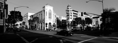 Framed Car moving on the street, Rodeo Drive, Beverly Hills, California Print