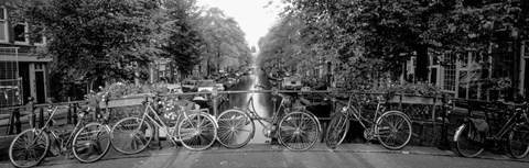 Framed Bikes in Amsterdam, Netherlands (black &amp; white) Print