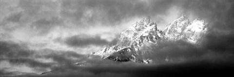 Framed Storm clouds over mountains, Cathedral Group, Teton Range, Wyoming Print