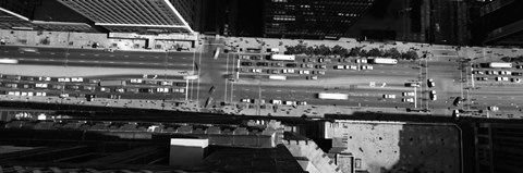 Framed Aerial view of Michigan Avenue, Chicago, Illinois Print