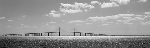 Framed Bridge across a bay, Sunshine Skyway Bridge, Tampa Bay, Florida Print