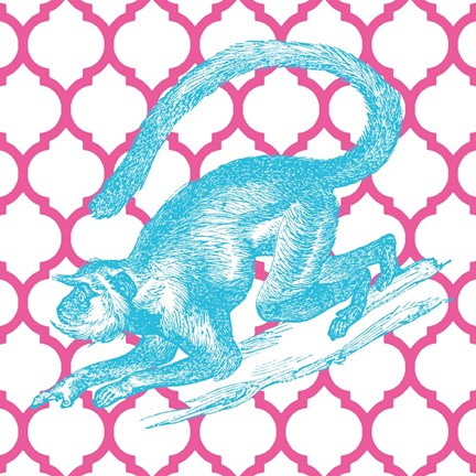 Framed Bright Menagerie Monkey Print