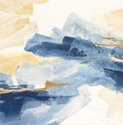 Framed Gilded Indigo I Print