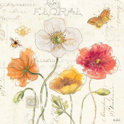 Framed Painted Poppies III Print