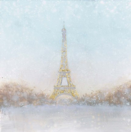 Framed Eiffel Romance no Couple Turquoise Print