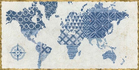 Framed Indigo Gild Map Maki Print