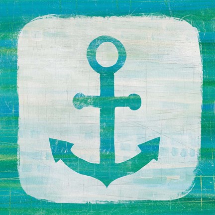 Framed Ahoy III Blue Green Print