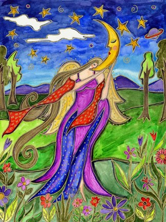 Framed Big Diva Angel And Moon Print