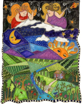 Framed Big Diva Angels Quilting Our World Print