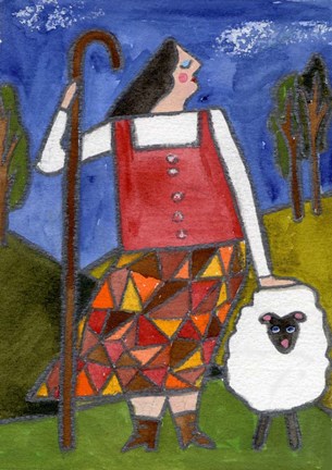 Framed Big Diva Bo Peep &amp; Sheep Print