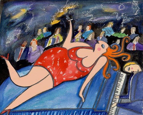 Framed Big Diva Lounge Singer Print