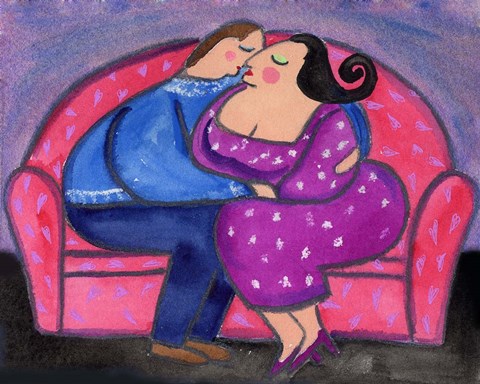 Framed Big Diva Love On A Loveseat Print