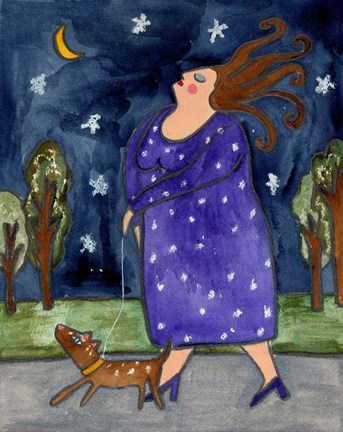 Framed Big Diva Walking Little Dog Print