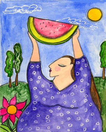 Framed Big Diva With Watermelon Print