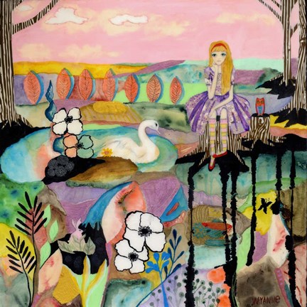 Framed Big Eyed Girl A World Her Qwn Print