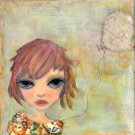 Framed Big Eyed Girl Cloudy Day Print