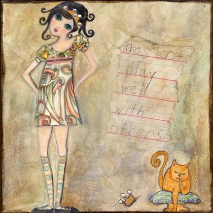 Framed Big Eyed Girl Doesn&#39;t Play Well With Others Print