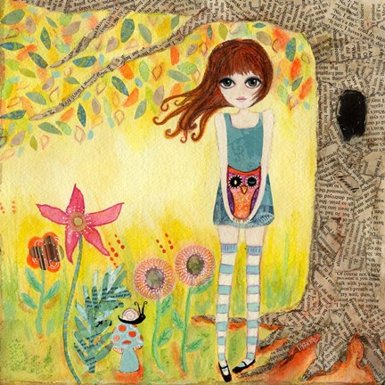 Framed Big Eyed Girl Finders Keepers Print