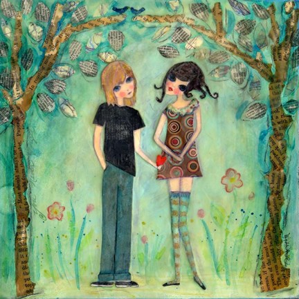 Framed Big Eyed Girl First Love Print