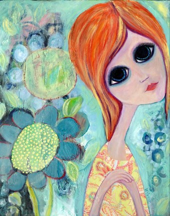 Framed Big Eyed Girl Hope Garden Print