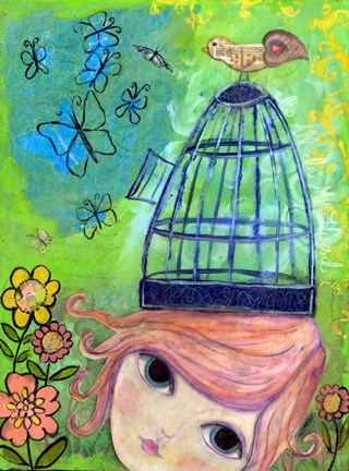 Framed Big Eyed Girl It&#39;s All In My Head Print