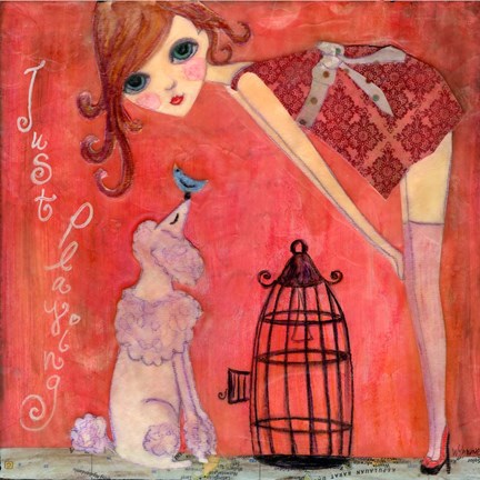 Framed Big Eyed Girl Just Playing Print