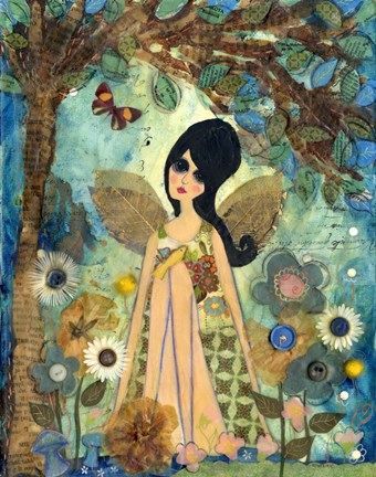 Framed Big Eyed Girl Keeping Each Other Company Print