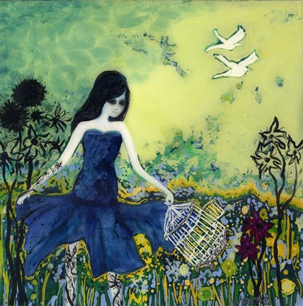 Framed Big Eyed Girl Letting Go Print