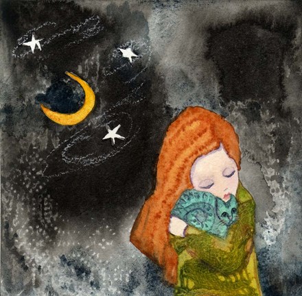 Framed Big Eyed Girl Lucky Stars Print