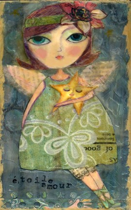 Framed Big Eyed Girl Star Lover Fairy Print
