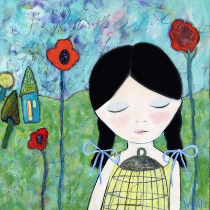 Framed Big Eyed Girl Wish Print