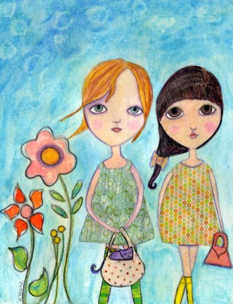 Framed Big Eyed Sunday Girls Print