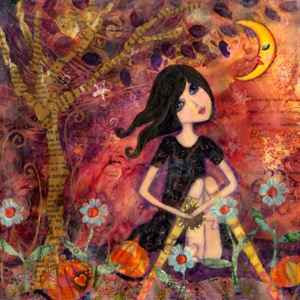 Framed Big Eyed Tambourine Girl Print