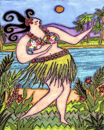 Framed Big Hula Diva Print