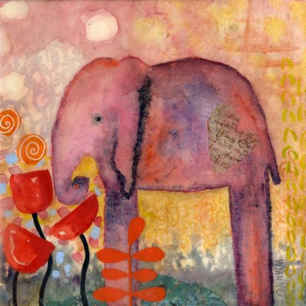 Framed Flower Monger Elephant Print